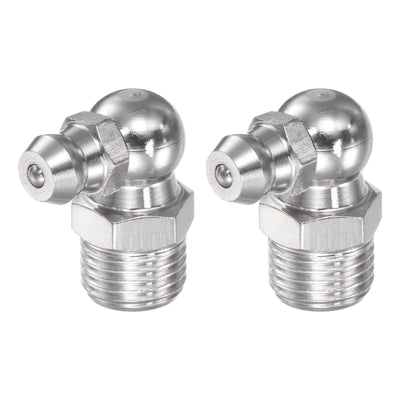 Harfington Uxcell 304 Stainless Steel 90 Degree Hydraulic Grease Fitting M10 x 1mm Thread, 2Pcs