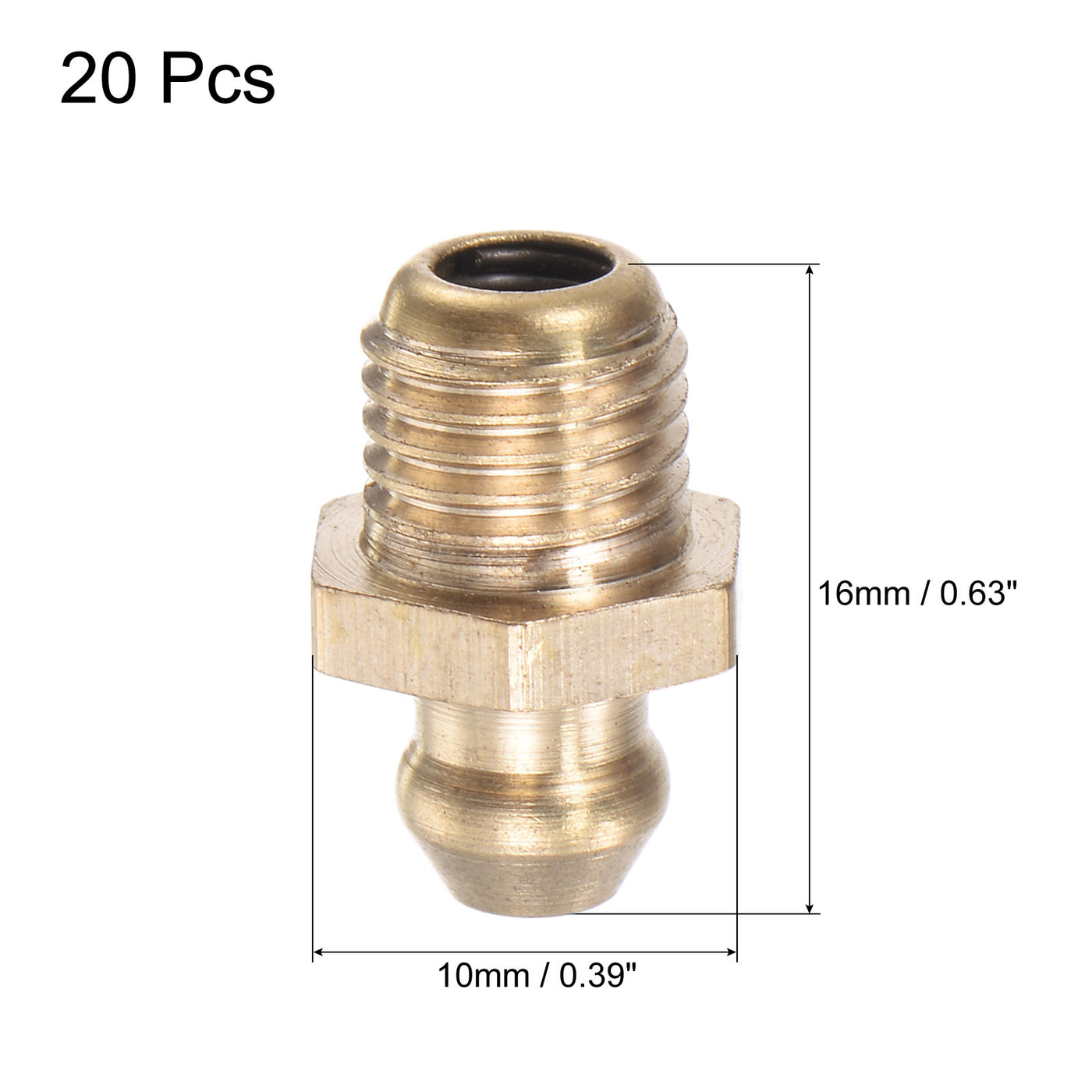 Uxcell Uxcell Brass Straight Hydraulic Grease Fitting M12 x 1mm Thread, 20Pcs