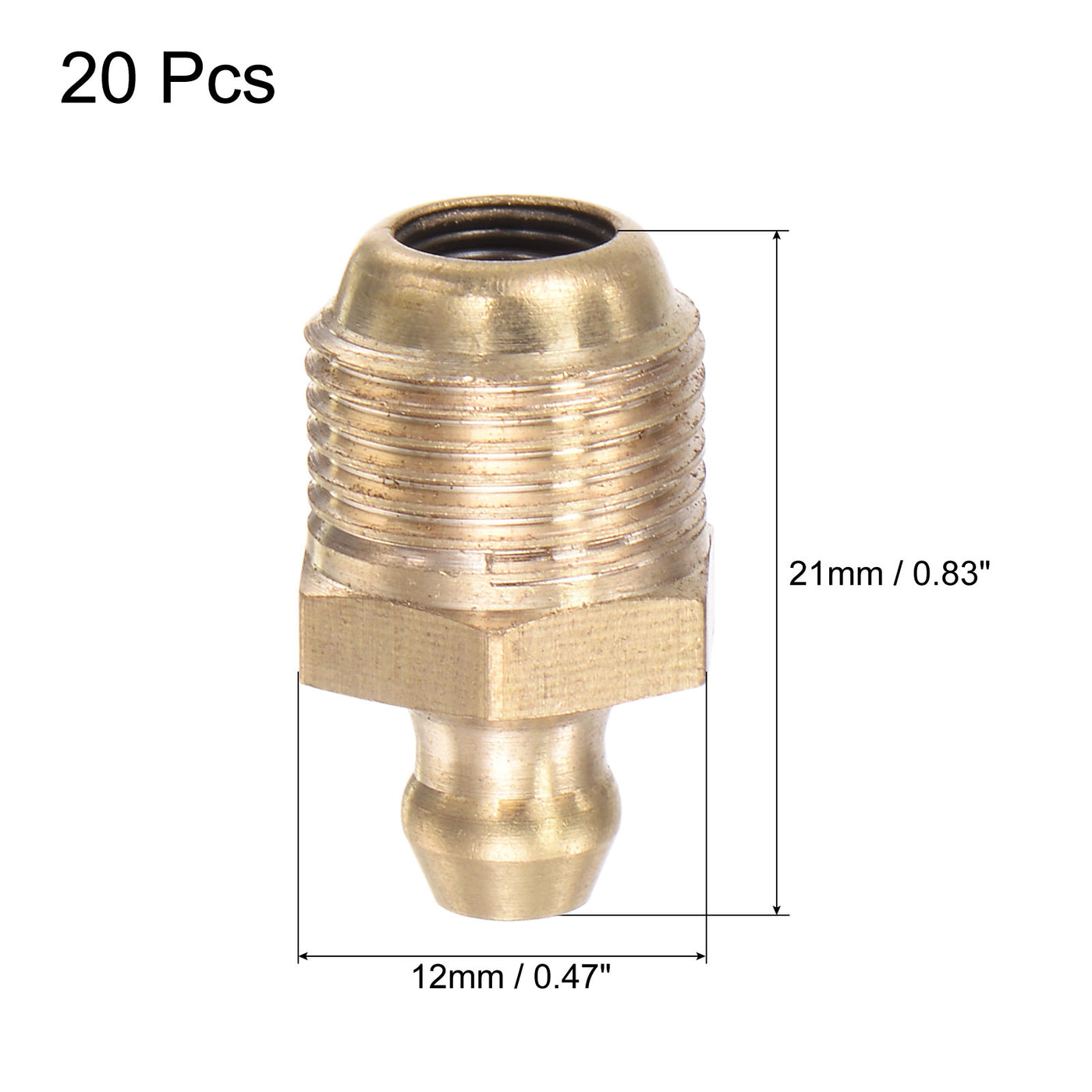 Uxcell Uxcell Brass Straight Hydraulic Grease Fitting M12 x 1mm Thread, 20Pcs