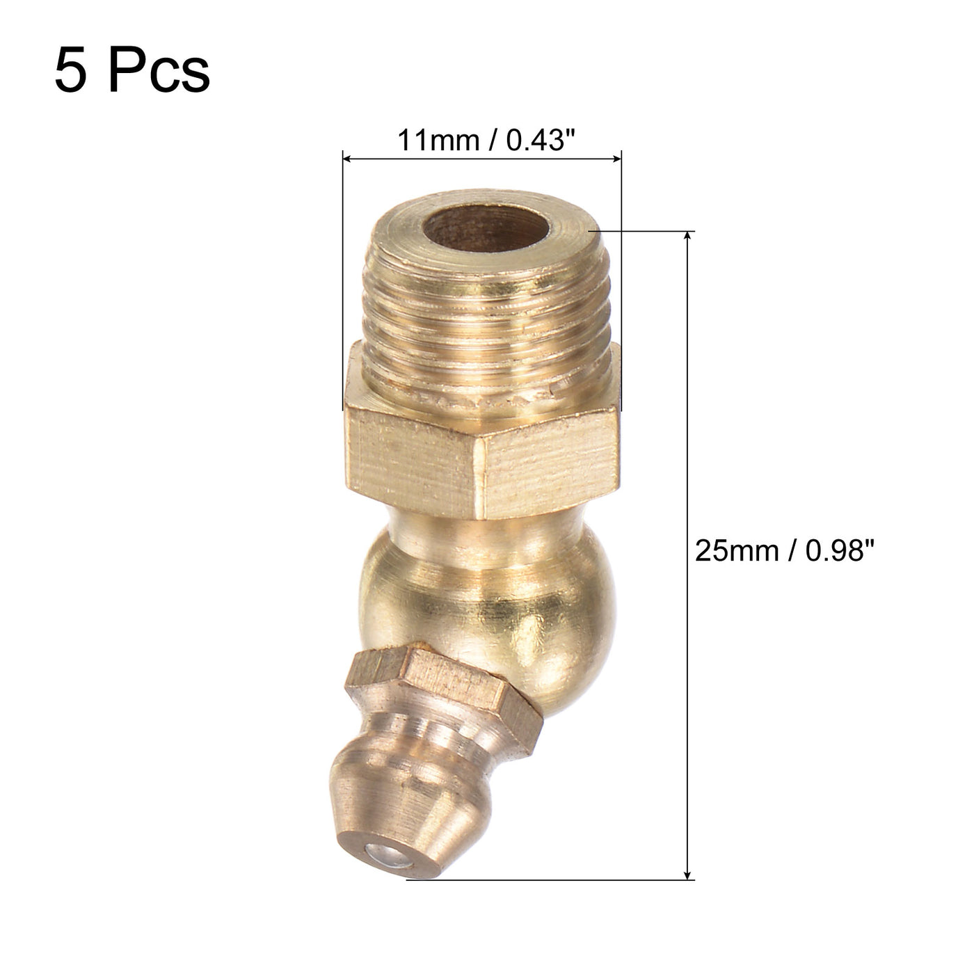Uxcell Uxcell Brass 45 Degree Hydraulic Grease Fitting M12 x 1mm Thread, 5Pcs