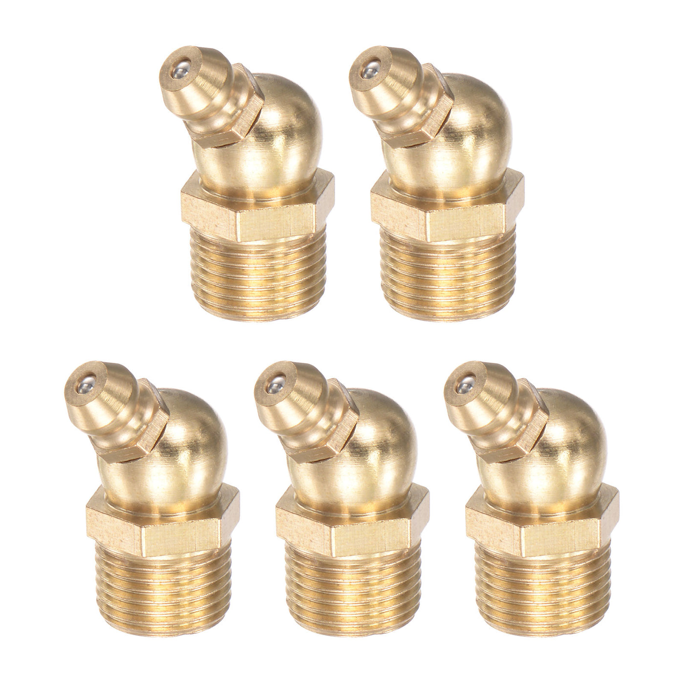 Uxcell Uxcell Brass 45 Degree Hydraulic Grease Fitting M12 x 1mm Thread, 5Pcs