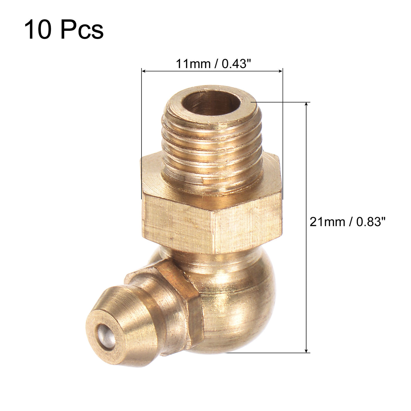 Uxcell Uxcell Brass 90 Degree Hydraulic Grease Fitting M8 x 1mm Thread, 10Pcs