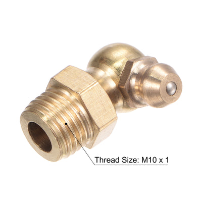Harfington Uxcell Brass 90 Degree Hydraulic Grease Fitting M8 x 1mm Thread, 10Pcs