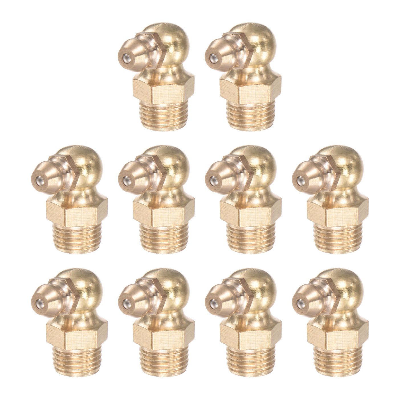 Uxcell Uxcell Brass 90 Degree Hydraulic Grease Fitting M8 x 1mm Thread, 10Pcs