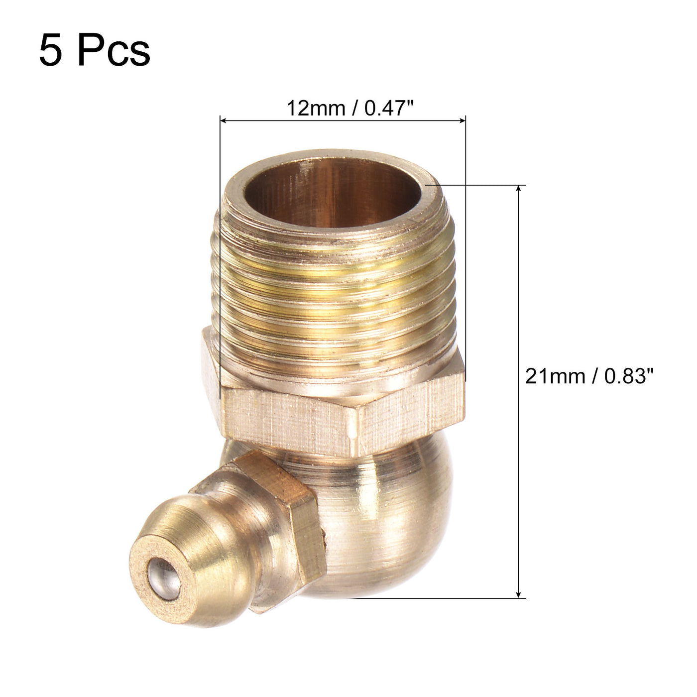 Uxcell Uxcell Brass 90 Degree Hydraulic Grease Fitting M6 x 1mm Thread, 5Pcs