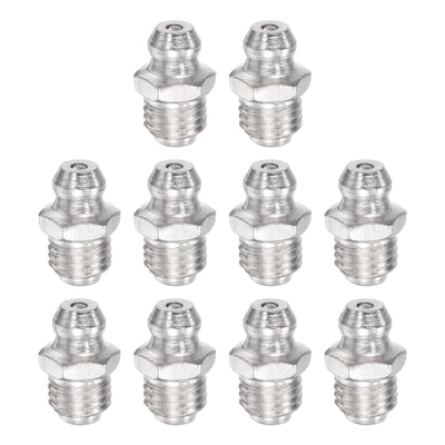 Harfington Uxcell Nickel-Plated Iron Straight Hydraulic Grease Fitting M8 x 1mm Thread, 50Pcs