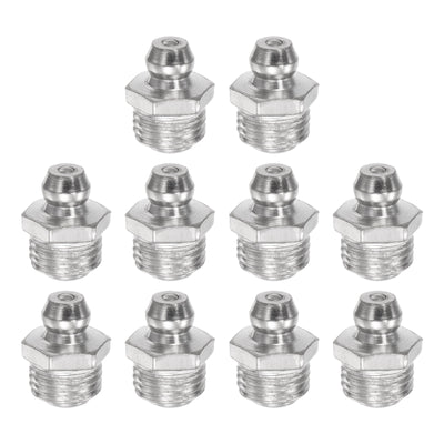 Harfington Uxcell Nickel-Plated Iron Straight Hydraulic Grease Fitting M8 x 1mm Thread, 50Pcs