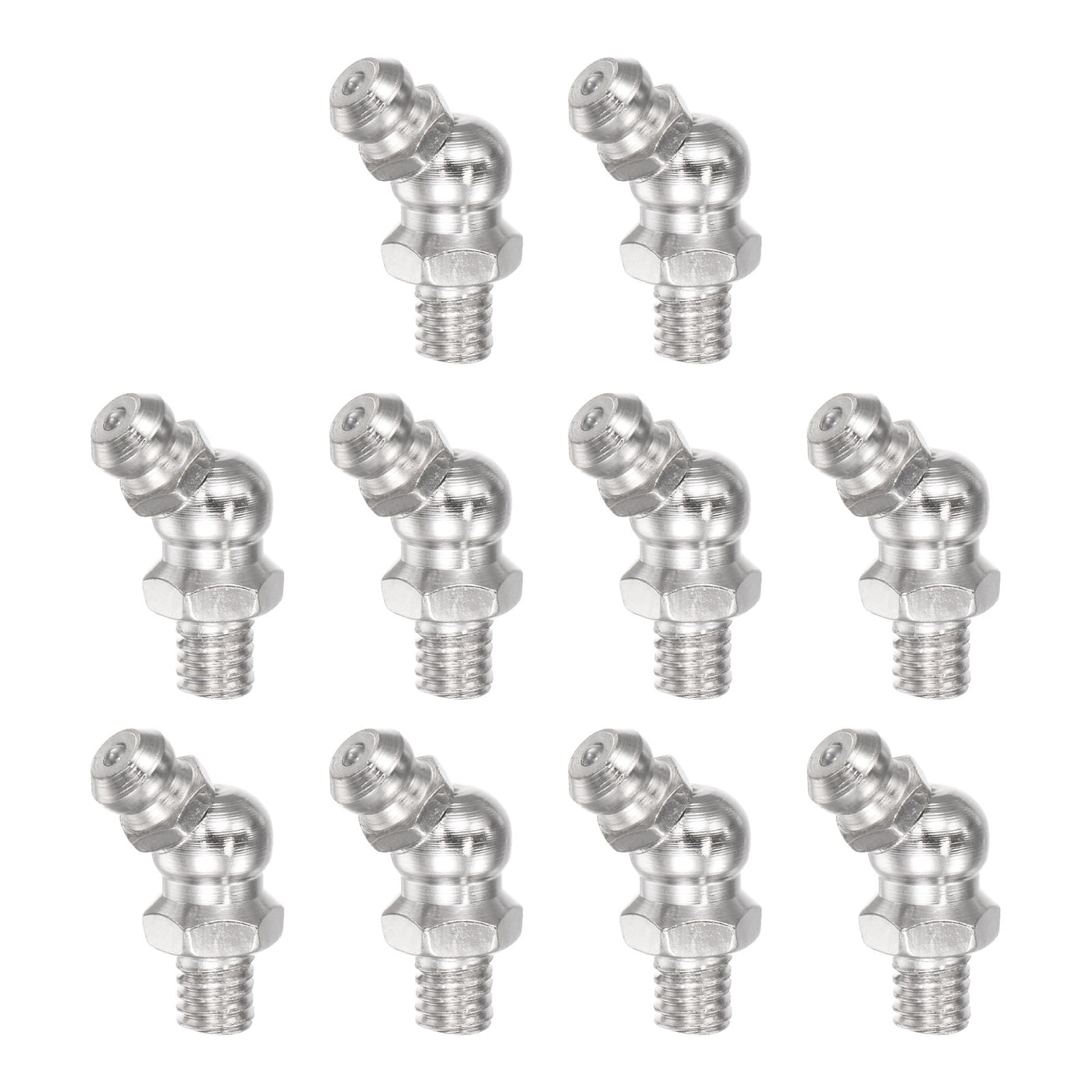 Uxcell Uxcell Nickel-Plated Iron 45 Degree Hydraulic Grease Fitting M10 x 1mm Thread, 20Pcs
