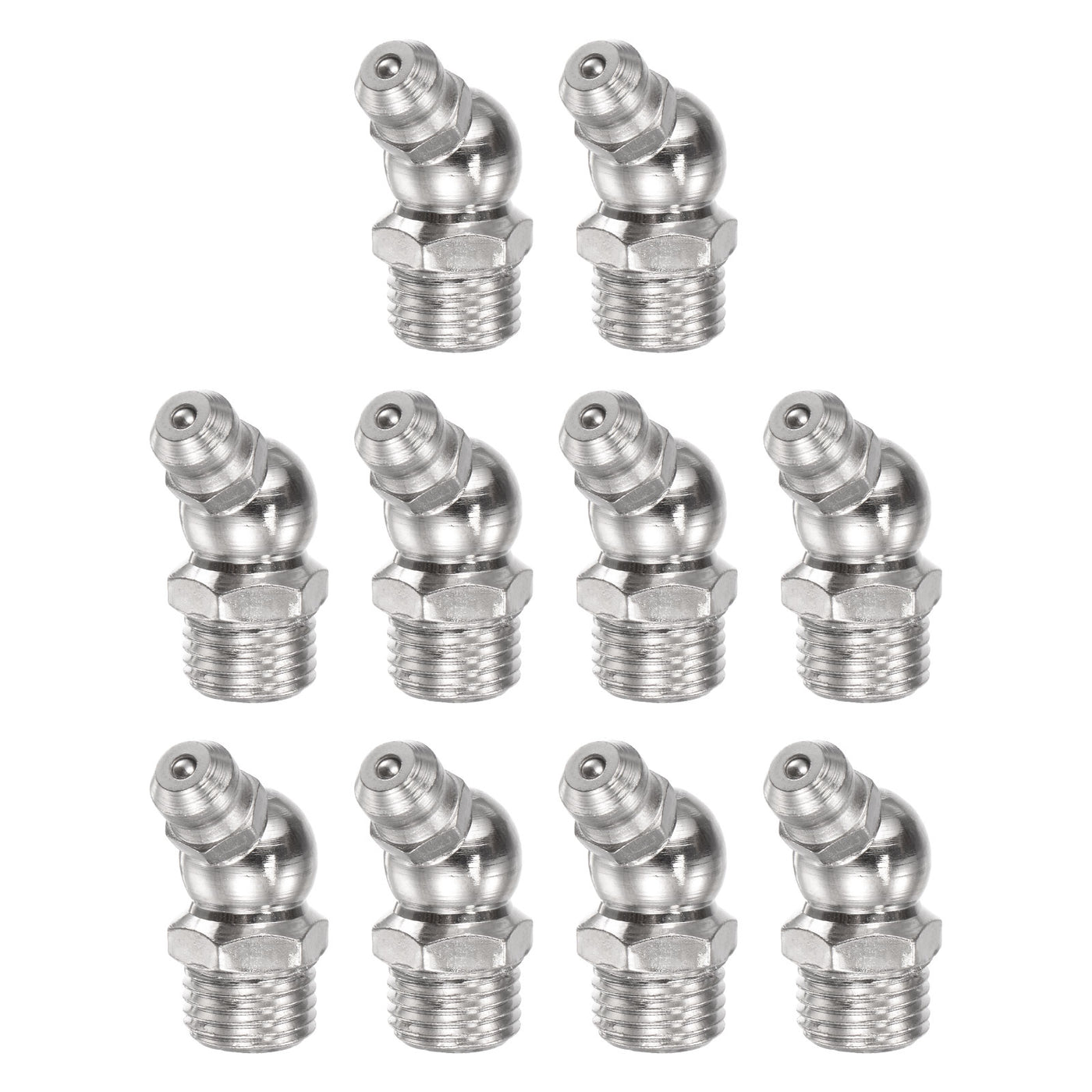 Uxcell Uxcell Nickel-Plated Iron 45 Degree Hydraulic Grease Fitting M10 x 1mm Thread, 20Pcs