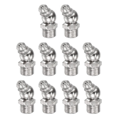 Harfington Uxcell Nickel-Plated Iron 45 Degree Hydraulic Grease Fitting M10 x 1mm Thread, 20Pcs