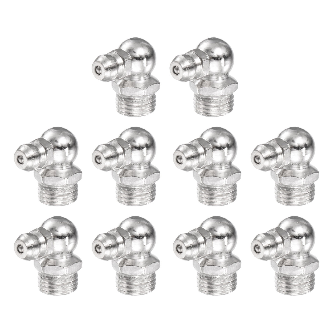 Uxcell Uxcell Nickel-Plated Iron 90 Degree Hydraulic Grease Fitting M8 x 1mm Thread, 10Pcs