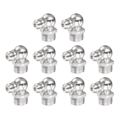 Harfington Uxcell Nickel-Plated Iron 90 Degree Hydraulic Grease Fitting M8 x 1mm Thread, 10Pcs