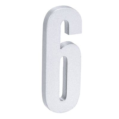 Harfington Uxcell 2.36 Inch 3D Self-Adhesive House Number for Hotel Mailbox Address, Silver No.6