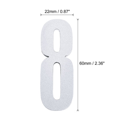 Harfington Uxcell 2.36 Inch 3D Self-Adhesive House Number for Hotel Mailbox Address, Silver No.6