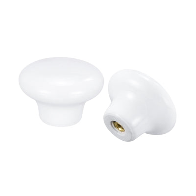 Harfington Uxcell 38x28mm Ceramic Drawer Knobs, 10pcs Mushroom Shape Door Pull Handles White