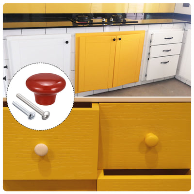 Harfington Uxcell 38x28mm Ceramic Drawer Knobs, 5pcs Mushroom Shape Door Pull Handles Orange
