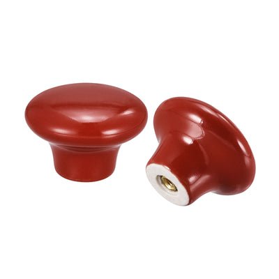 Harfington Uxcell 38x28mm Ceramic Drawer Knobs, 15pcs Mushroom Shape Door Pull Handles Red