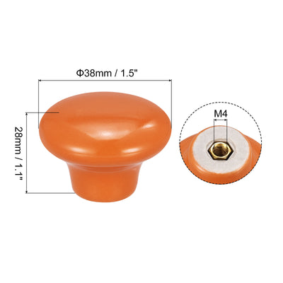 Harfington Uxcell 38x28mm Ceramic Drawer Knobs, 5pcs Mushroom Shape Door Pull Handles Orange