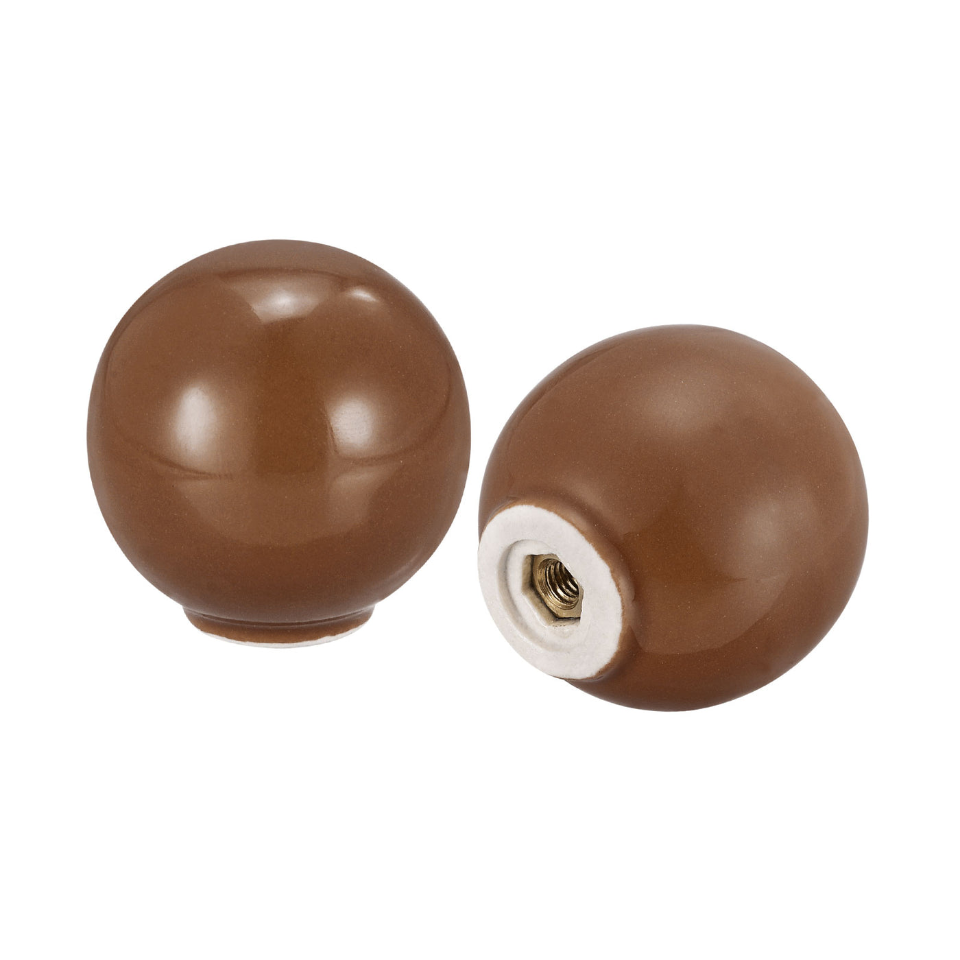 Uxcell Uxcell 33x35mm Ceramic Drawer Knobs, 5pcs Ball Shape Door Pull Handles Brown