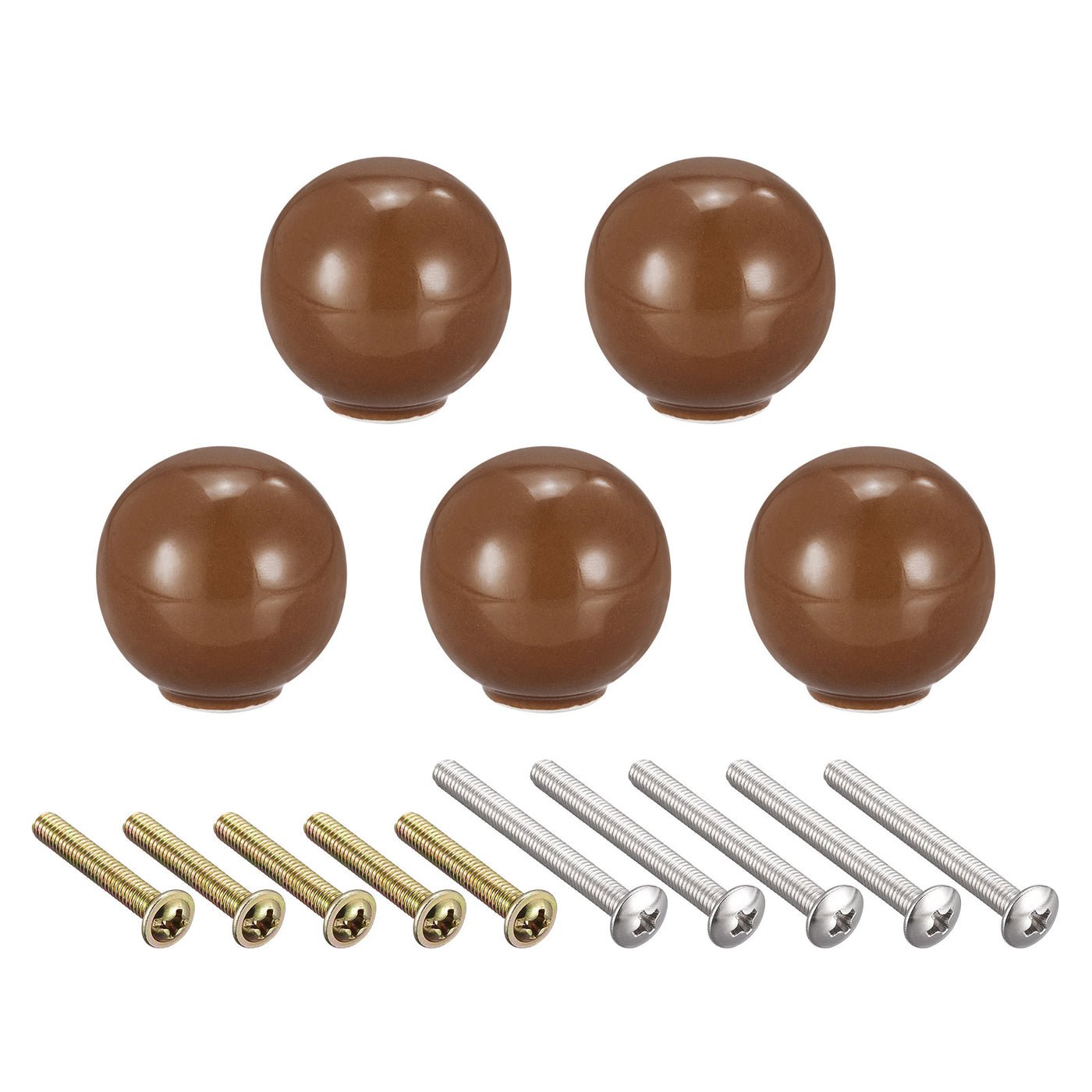 Uxcell Uxcell 33x35mm Ceramic Drawer Knobs, 5pcs Ball Shape Door Pull Handles Brown