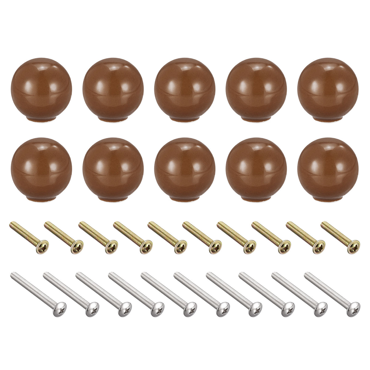 Uxcell Uxcell 33x35mm Ceramic Drawer Knobs, 10pcs Ball Shape Door Pull Handles Brown