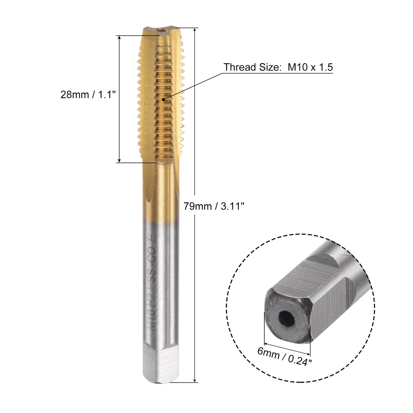 uxcell Uxcell Left Hand Titanium Coated Machine Straight Flute Tap