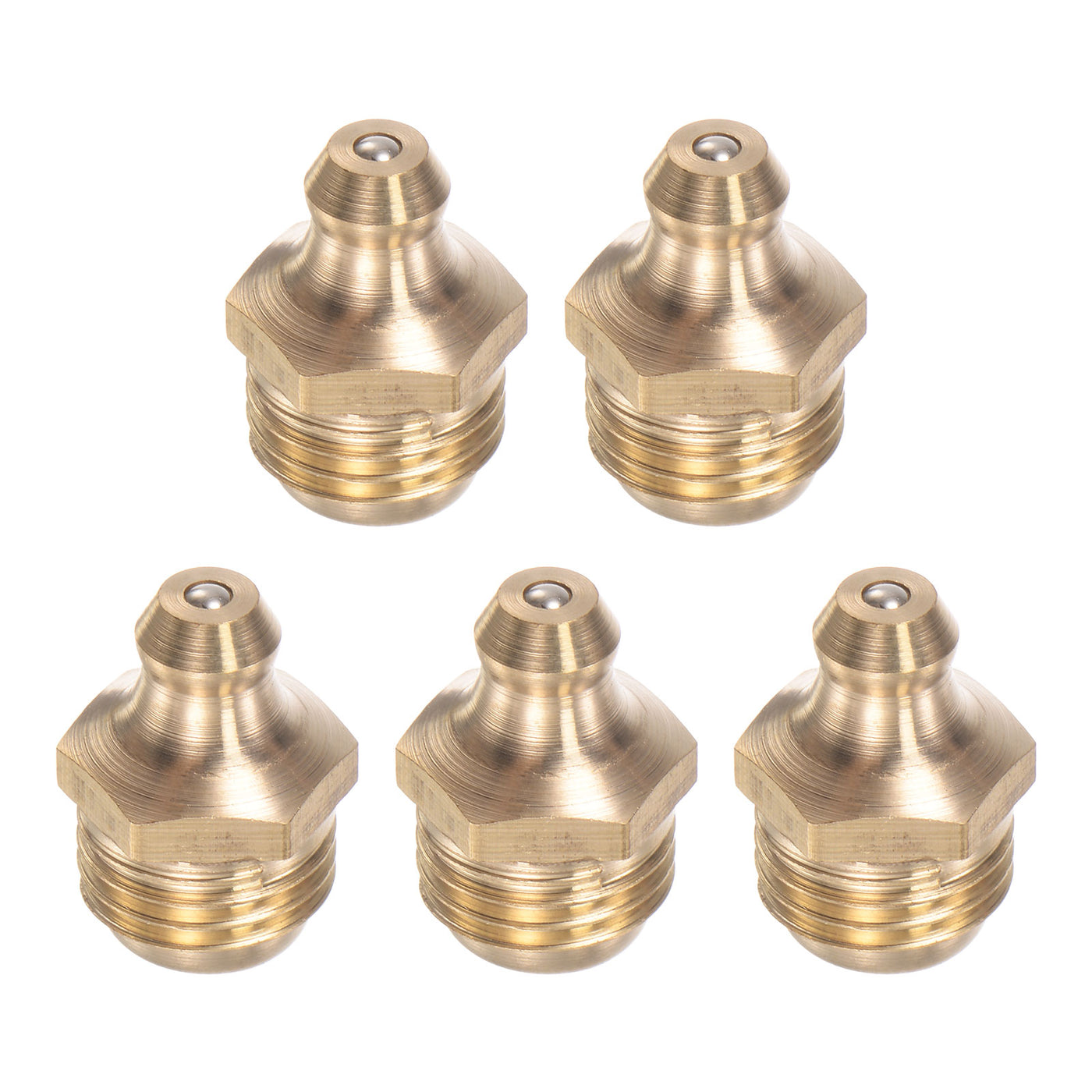 Uxcell Uxcell Brass Straight Hydraulic Grease Fitting Accessories M12 x 1.5mm Thread, 5Pcs