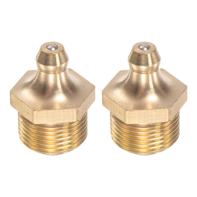 Harfington Uxcell Brass Straight Hydraulic Grease Fitting Accessories M14 x 1.25mm Thread, 2Pcs