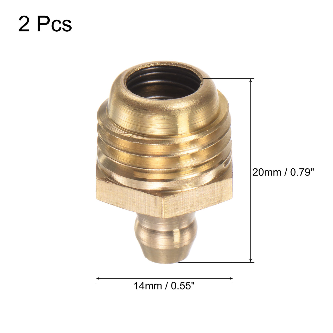 Uxcell Uxcell Brass Straight Hydraulic Grease Fitting Accessories M14 x 1.25mm Thread, 2Pcs
