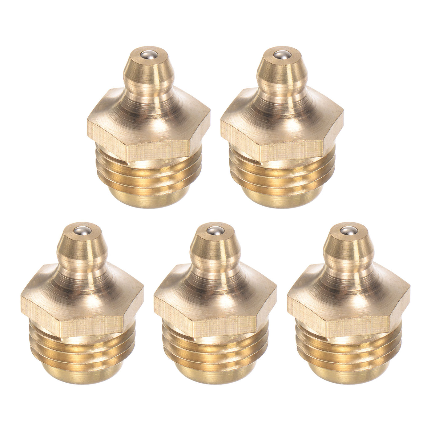 Uxcell Uxcell Brass Straight Hydraulic Grease Fitting Accessories M12 x 1.5mm Thread, 5Pcs