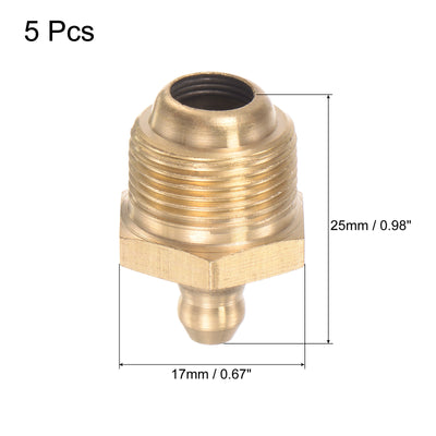 Harfington Uxcell Brass Straight Hydraulic Grease Fitting Accessories M12 x 1.5mm Thread, 5Pcs