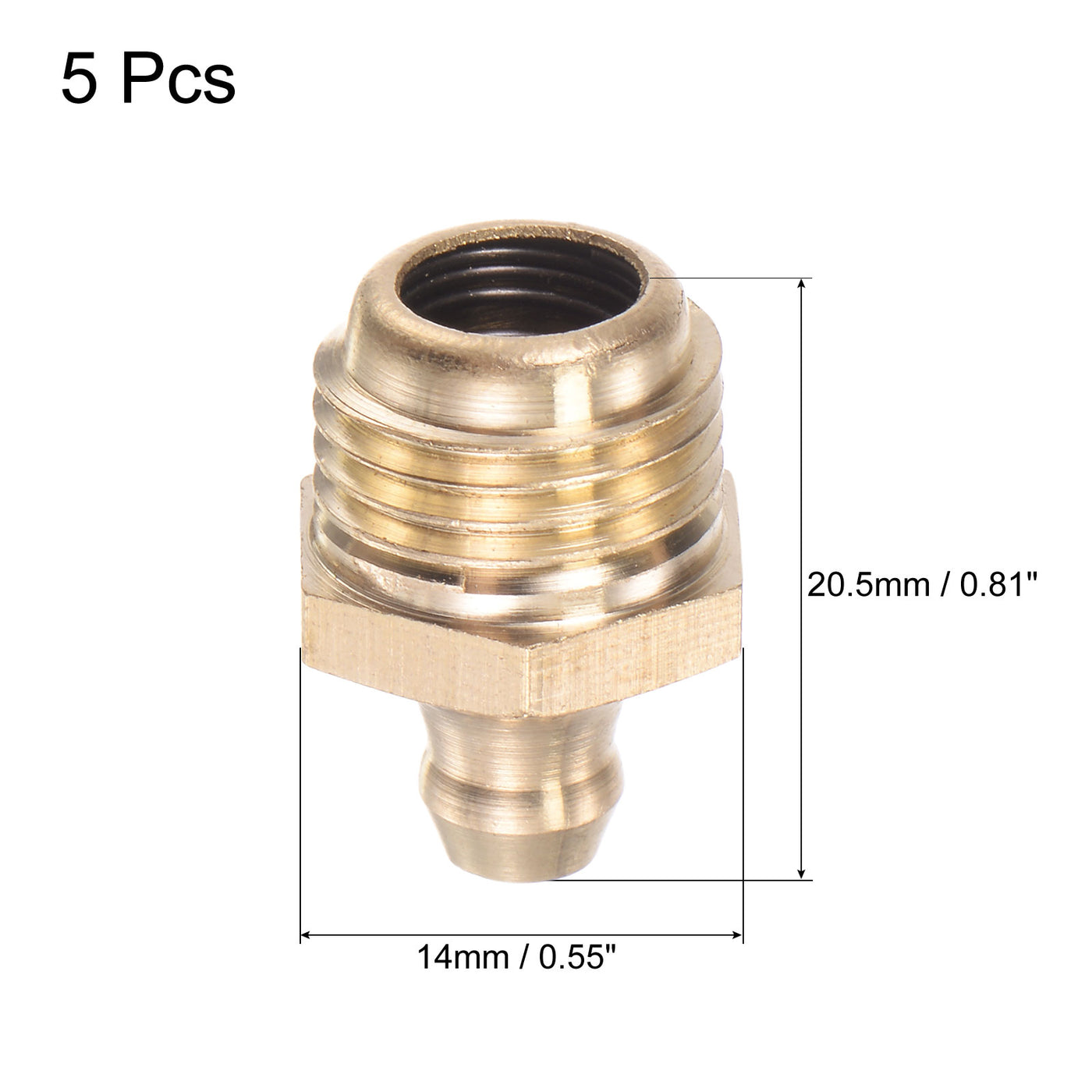 Uxcell Uxcell Brass Straight Hydraulic Grease Fitting G3/8 Thread 17mm Width, 5Pcs