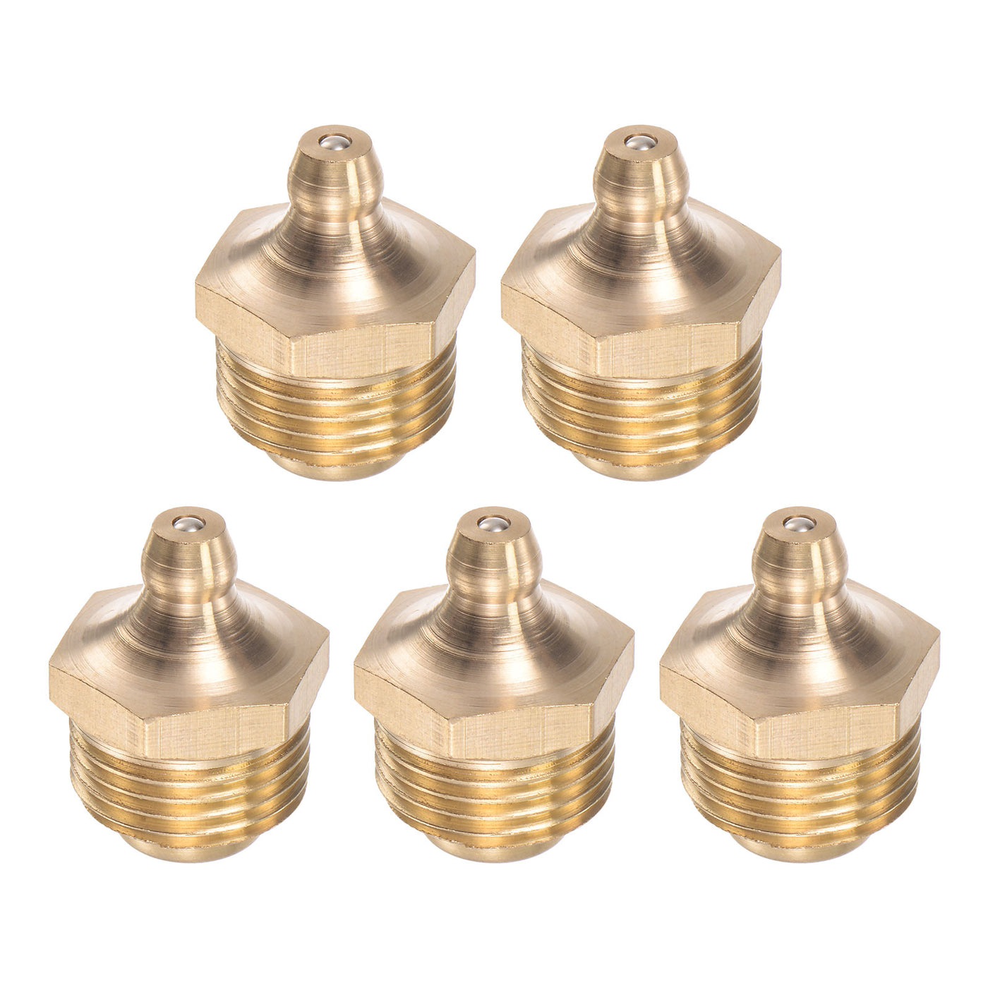 Uxcell Uxcell Brass Straight Hydraulic Grease Fitting G3/8 Thread 17mm Width, 5Pcs