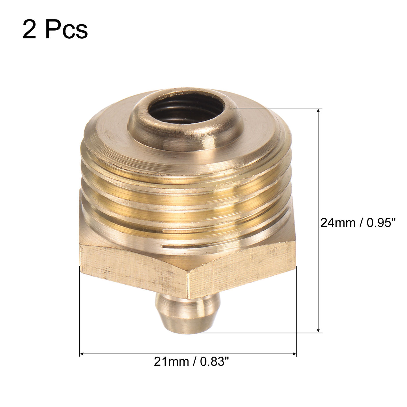Uxcell Uxcell Brass Straight Hydraulic Grease Fitting G1/2 Thread 21mm Width, 2Pcs