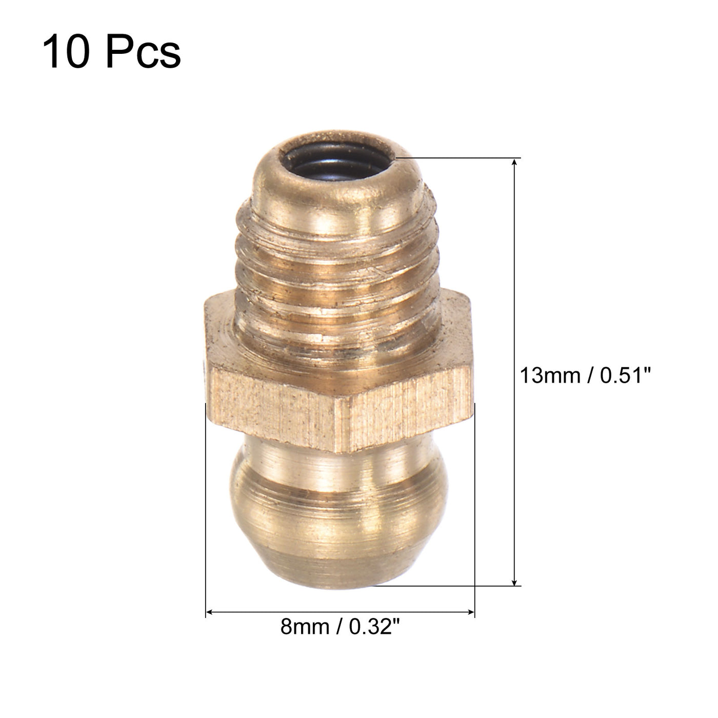 Uxcell Uxcell Brass Straight Hydraulic Grease Fitting Accessories G1/16 Thread, 10Pcs