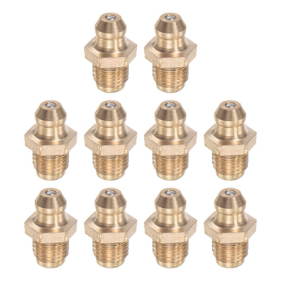 Harfington Uxcell Brass Straight Hydraulic Grease Fitting Accessories G1/16 Thread, 10Pcs