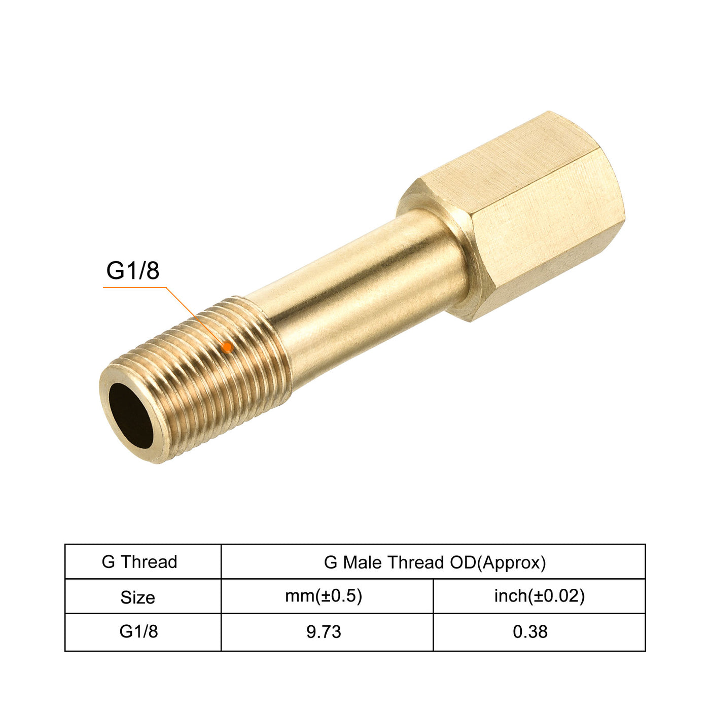 Harfington Brass Pipe Fitting G1/8 Adapter 50mm Extension Connector Hex Coupling