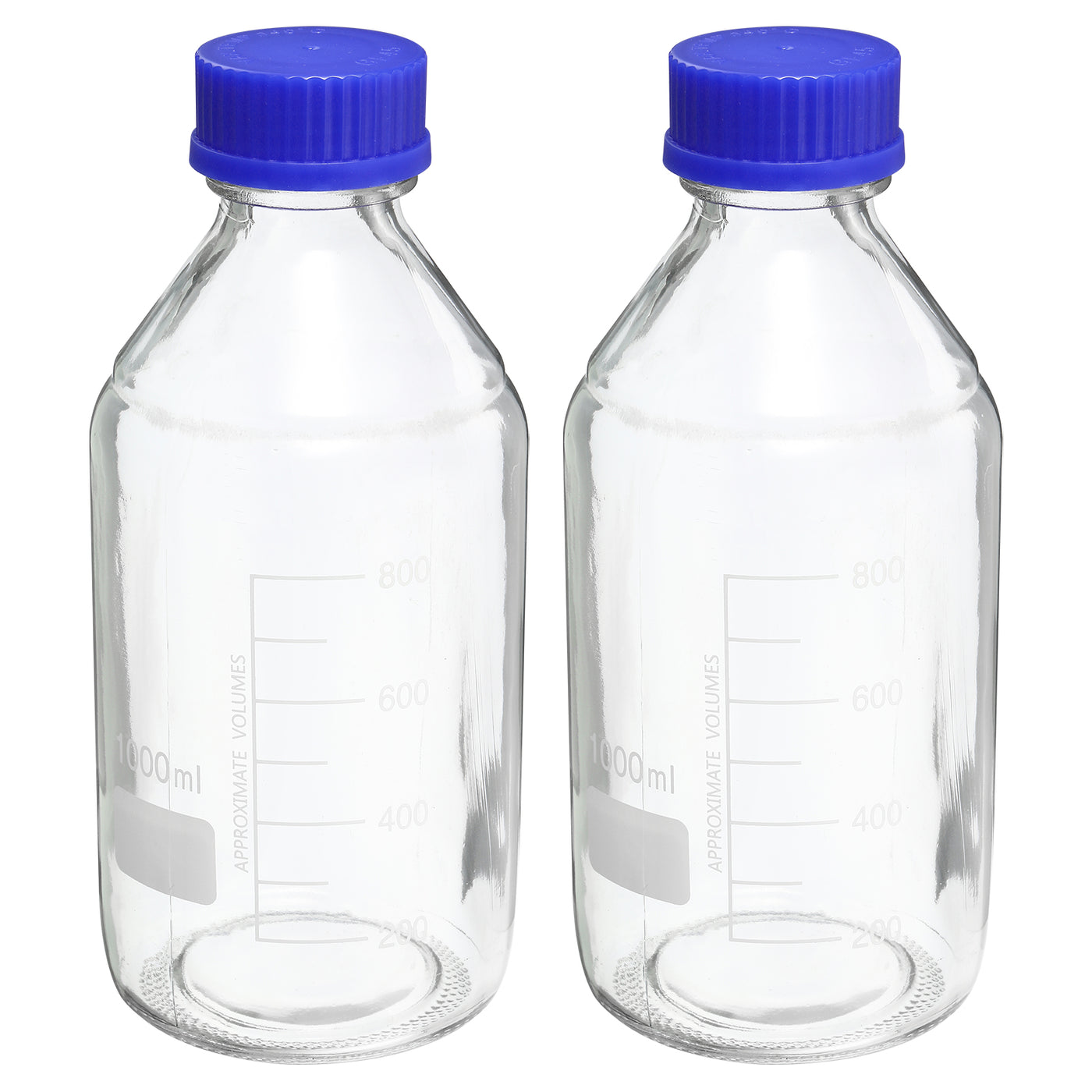 Harfington 1000mL Clear Reagent Media Graduated Glass Storage Bottle Blue Cap