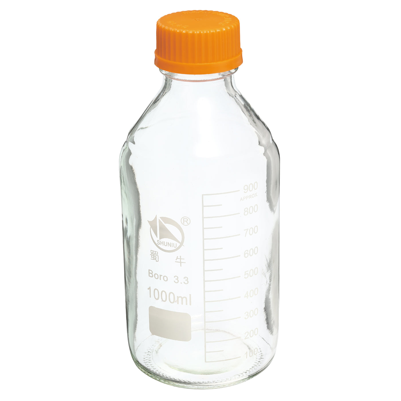 Harfington 100mL Clear Reagent Media Graduated Borosilicate Glass Storage Bottle Yellow Cap