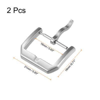 Harfington Uxcell 2Pcs Watch Brushed SUS304 Narrow Side Type Buckle for 14mm Width Watch Bands
