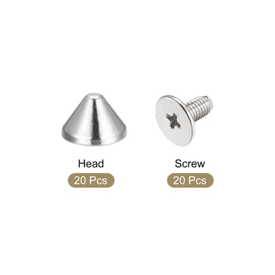 Harfington Uxcell 9x6mm Screw Back Rivets, 30 Sets Solid Leather Studs for DIY Silver Tone