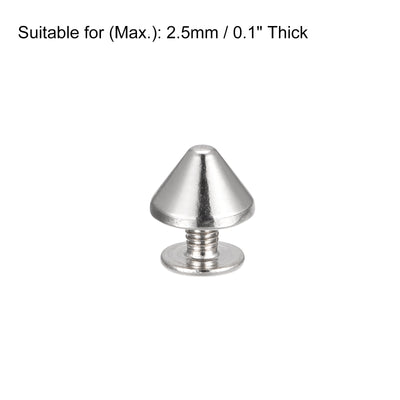 Harfington Uxcell 9x6mm Screw Back Rivets, 30 Sets Solid Leather Studs for DIY Silver Tone