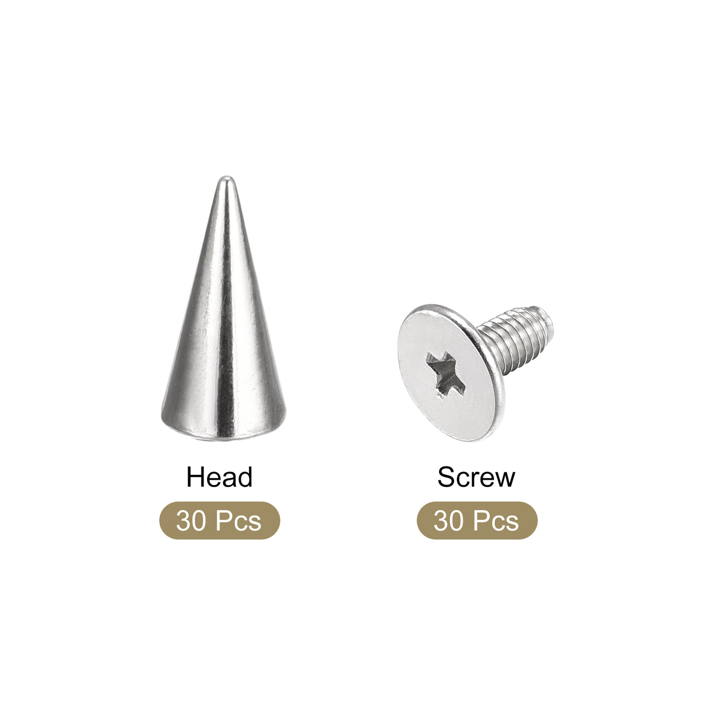 Uxcell Uxcell 6x12mm Screw Back Rivets, 20 Sets Solid Leather Studs for DIY Silver Tone