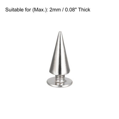 Harfington Uxcell 6x12mm Screw Back Rivets, 20 Sets Solid Leather Studs for DIY Silver Tone