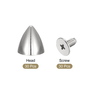Harfington Uxcell 12x12mm Screw Back Rivets, 30 Sets Hollow Leather Studs for DIY Silver Tone