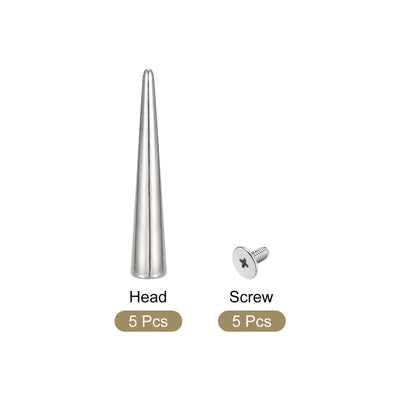 Harfington Uxcell 10x55mm Screw Back Rivets, 8 Sets Solid Leather Studs for DIY Silver Tone