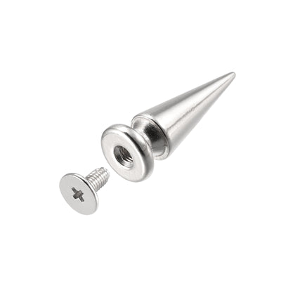 Harfington Uxcell 10x26mm Screw Back Rivets, 30 Sets Solid Leather Studs for DIY Silver Tone