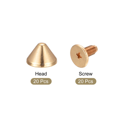 Harfington Uxcell 9x6mm Screw Back Rivets, 30 Sets Solid Leather Studs for DIY Gold Tone
