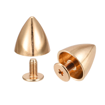 Harfington Uxcell 12x12mm Screw Back Rivets, 20 Sets Hollow Leather Studs for DIY Gold Tone