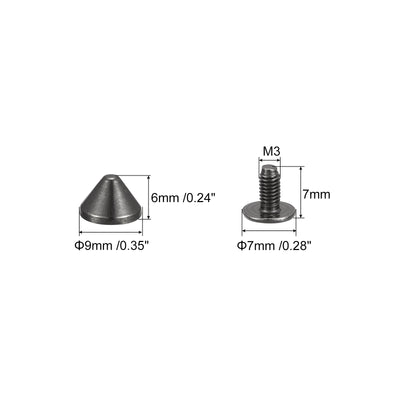 Harfington Uxcell 9x6mm Screw Back Rivets, 20 Sets Solid Leather Studs for DIY Black